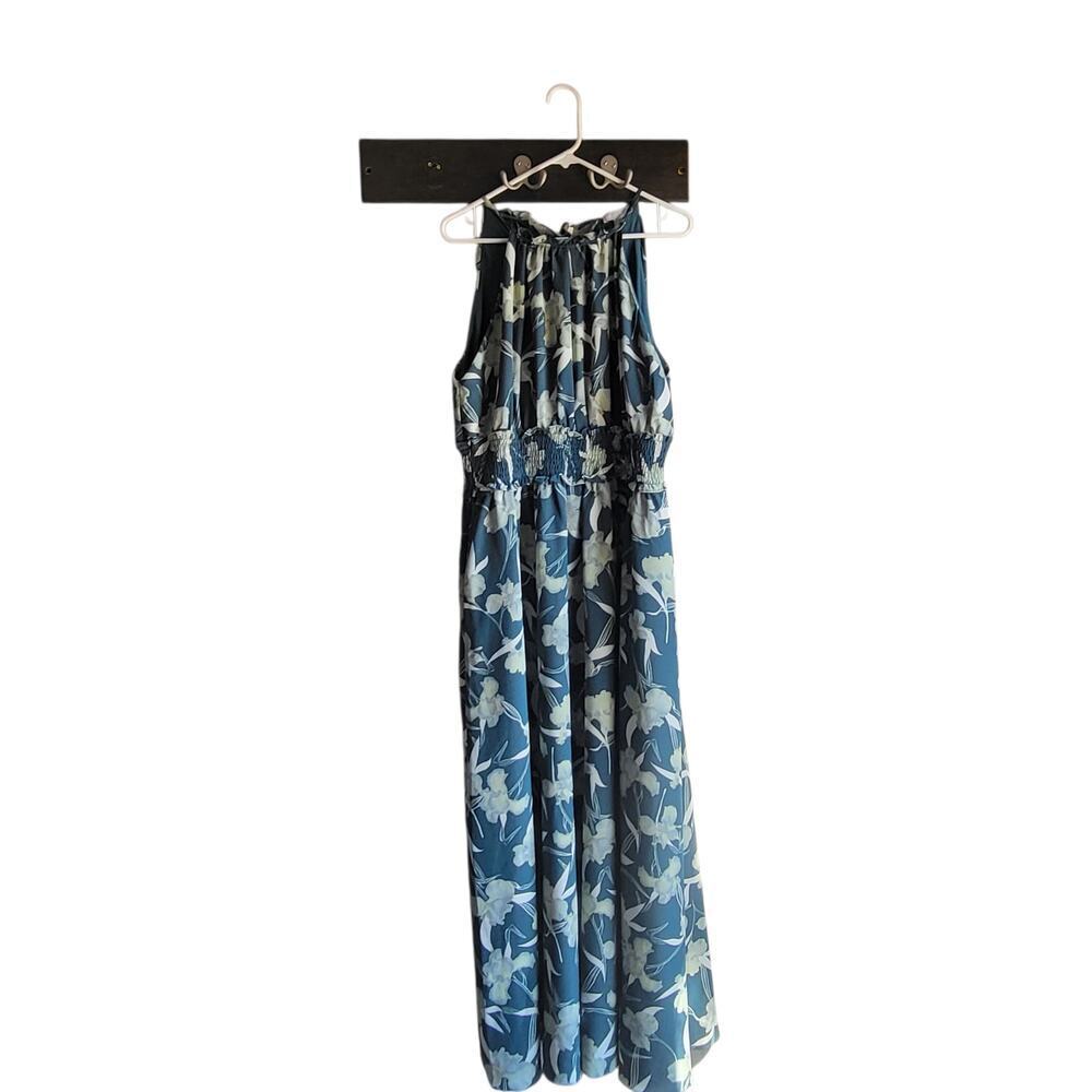 Chelsea28Green‎ Floral Maxi Dress  Halter Lg Wedding Modest Church Spring Event - Picture 2 of 8